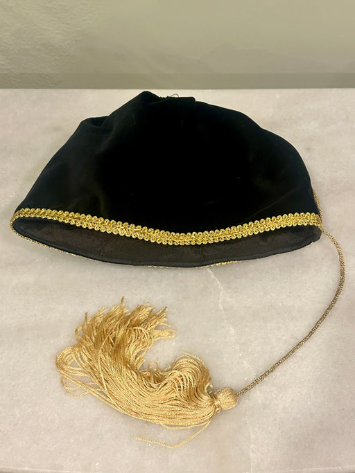 Amalia Traditional Hat / Fez  - Adult - Black with Gold Trim