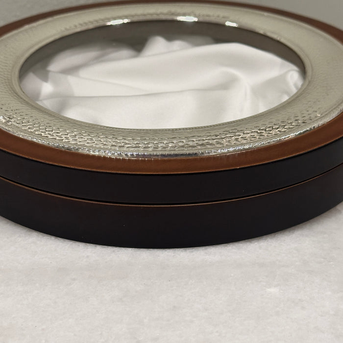 Sterling Silver Circle Case with Hammered Framing