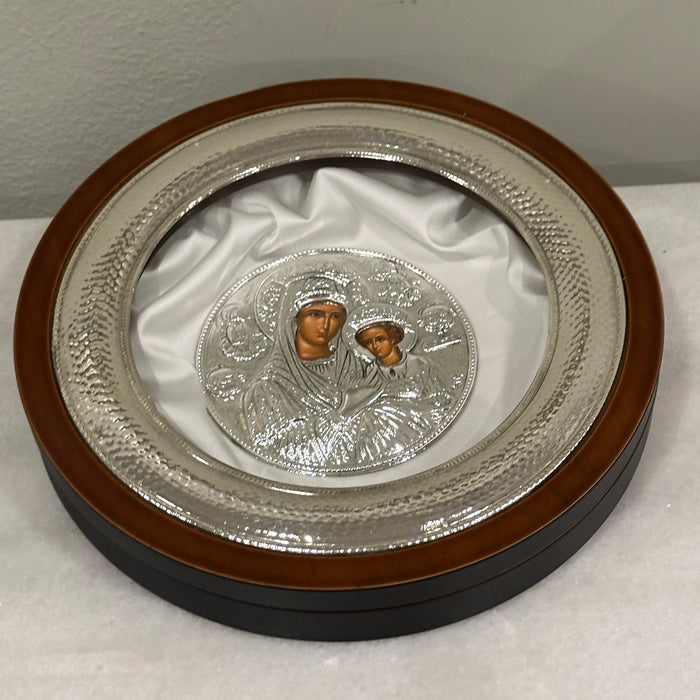 Sterling Silver Circle Case -  Hammered Frame Case with Icon