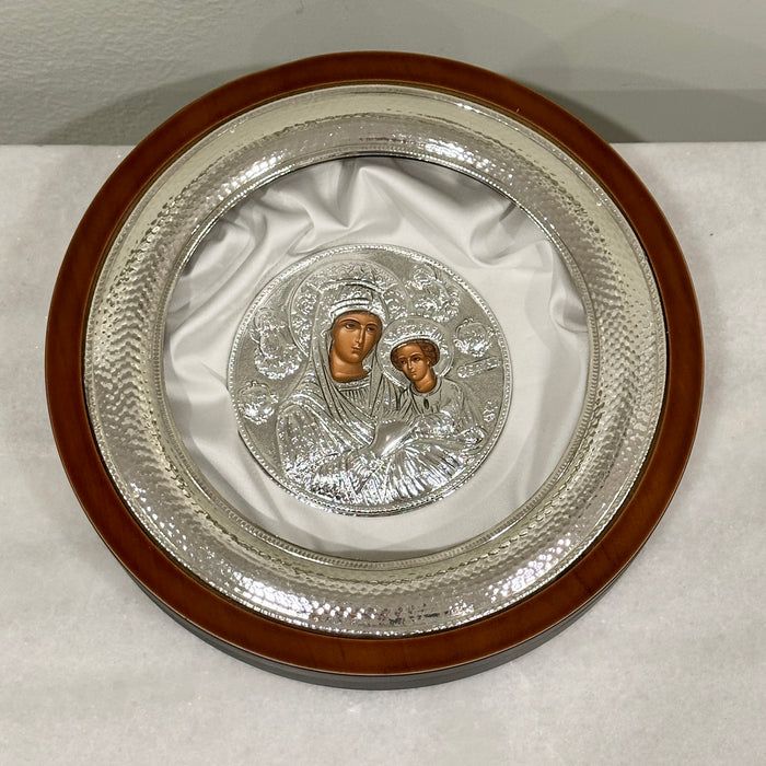 Sterling Silver Circle Case -  Hammered Frame Case with Icon