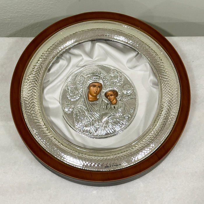 Sterling Silver Circle Case -  Hammered Frame Case with Icon