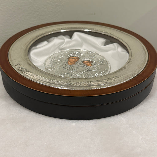 Sterling Silver Circle Case -  Hammered Frame Case with Icon