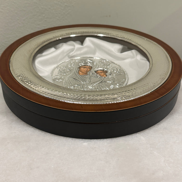 Sterling Silver Circle Case -  Hammered Frame Case with Icon