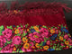 Traditional Scarf of Greece with Fringe Edges - Burgundy Red Floral.