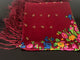 Traditional Scarf of Greece with Fringe Edges - Burgundy Red Floral.
