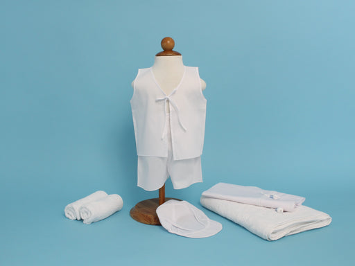 7 Piece | Boy's Sea Waves White Ladopana Oil Towel Set (Up to 24 Months)