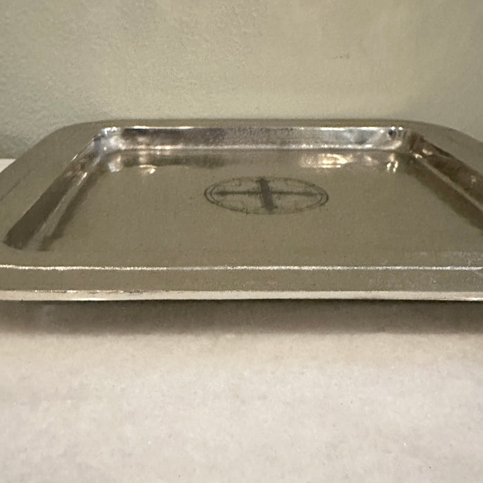 13" Orthodox Cross Square Tray - Silver Finish - Cross in Circle