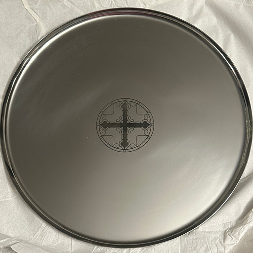 13" Orthodox Wedding Tray - Silver Tone - Cross in Circle Engraving