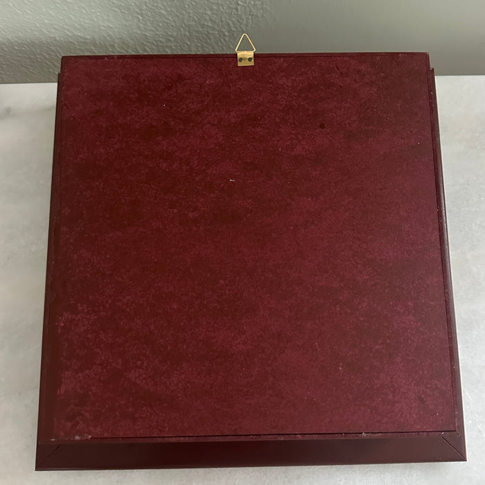 Wedding Crown Case Stefanothiki - Deep Square Wooden Case:  Silver Trim