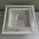 Wedding Crown Case Stefanothiki - Deep Square Wooden Case: White with Silver Trim