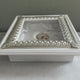 Wedding Crown Case Stefanothiki - Deep Square Wooden Case: White with Silver Trim