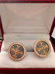 925 Sterling Silver Cufflinks – Embossed Cross with Local Gilding and IC XC NIKA Inscription