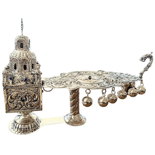 Handmade Silver-Plated Byzantine Censer – Dome Design with Handle & Bells