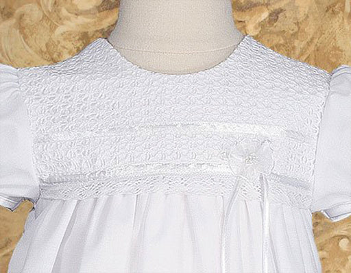 Girls 25″ Tricot Overlay Christening Baptism Gown with Tatted Lace Bonnet (up to 24 months)