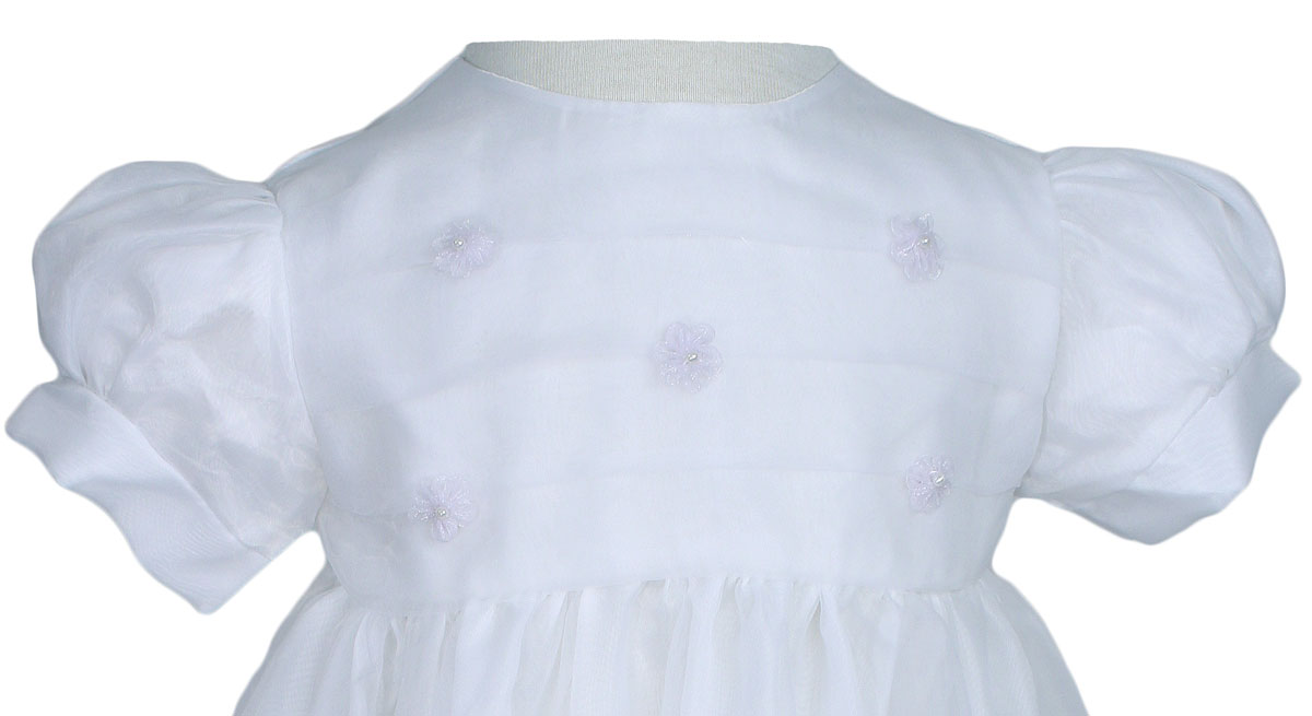 White Organza Gown Accented with Sheer Flowers