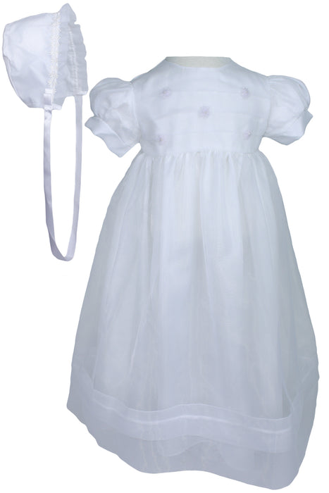 White Organza Gown Accented with Sheer Flowers