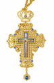 Orthodox Pectoral Cross – Gold Plated with Blue Stone Accents