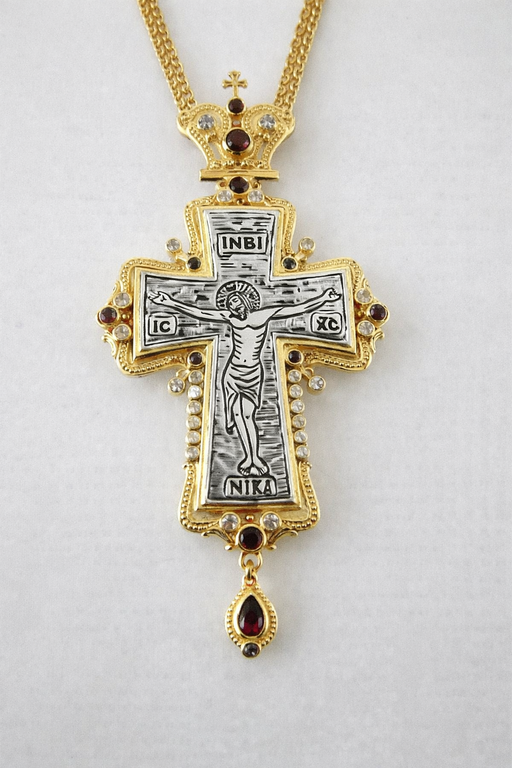 Orthodox Crucifix Pectoral Cross – Gold Plated with IC XC NIKA