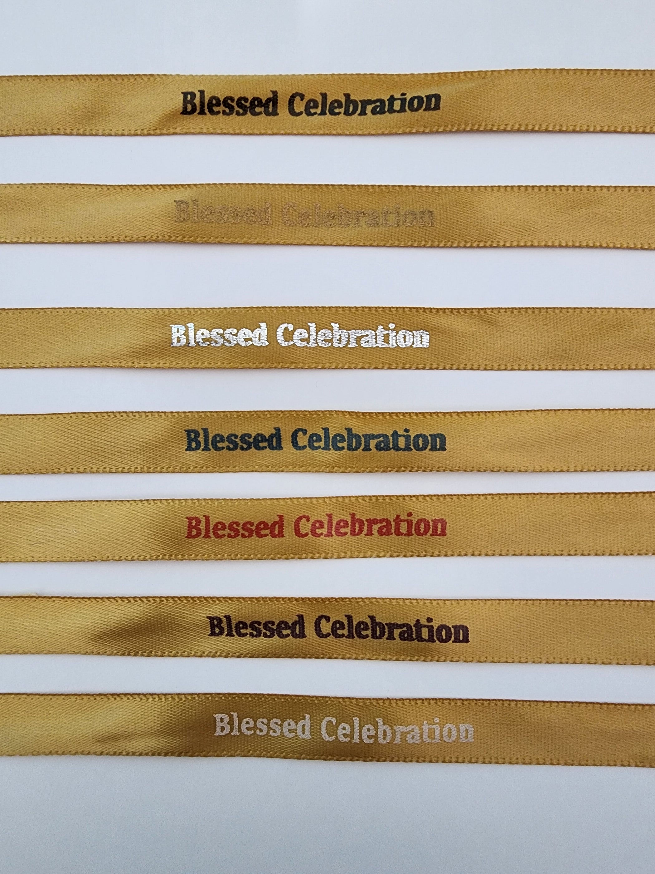 Personalized ribbon for martyrika or bomboniera — Blessed Celebration