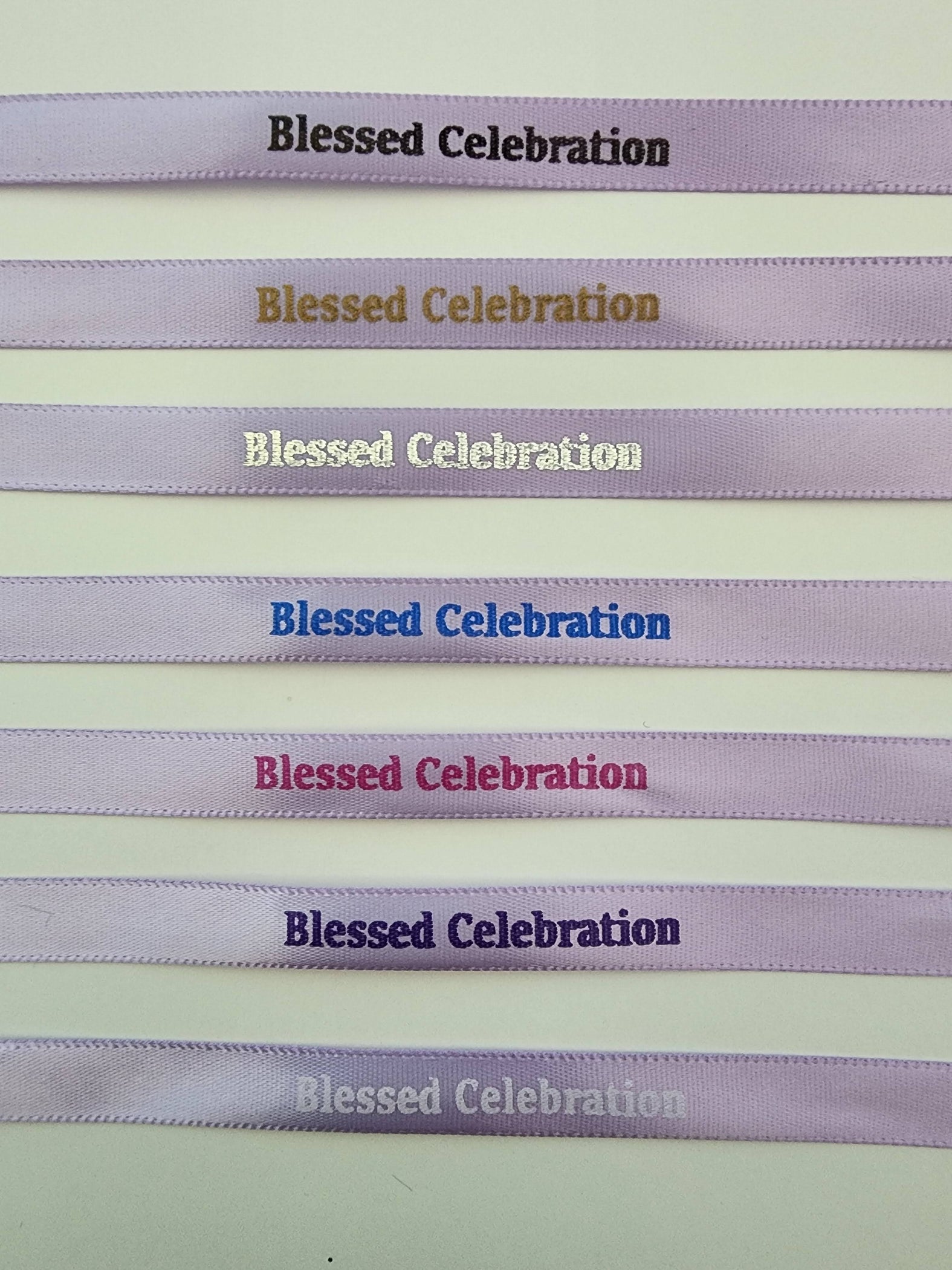 Personalized ribbon for martyrika or bomboniera — Blessed Celebration