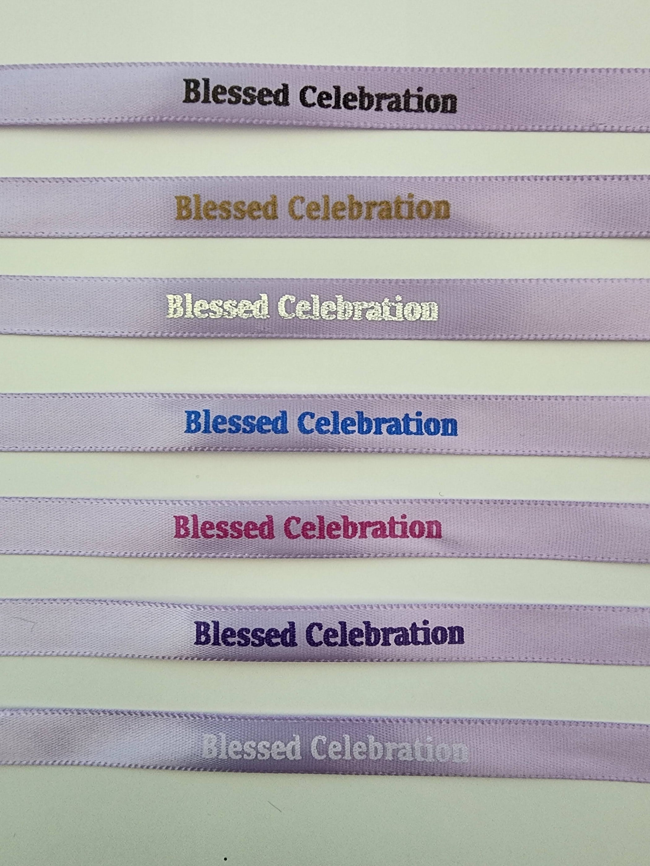 Personalized ribbon for martyrika or bomboniera — Blessed Celebration