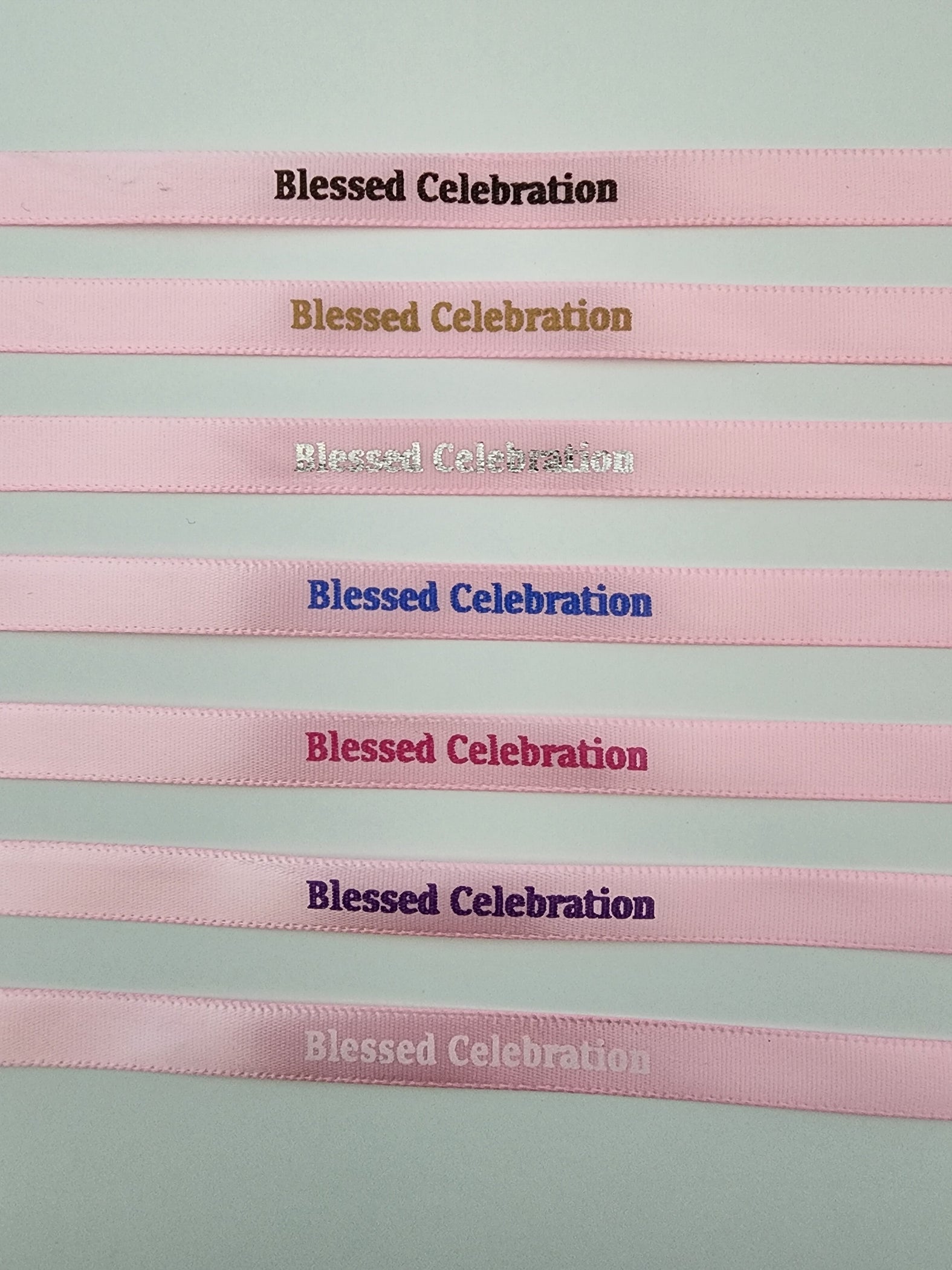 Personalized ribbon for martyrika or bomboniera — Blessed Celebration