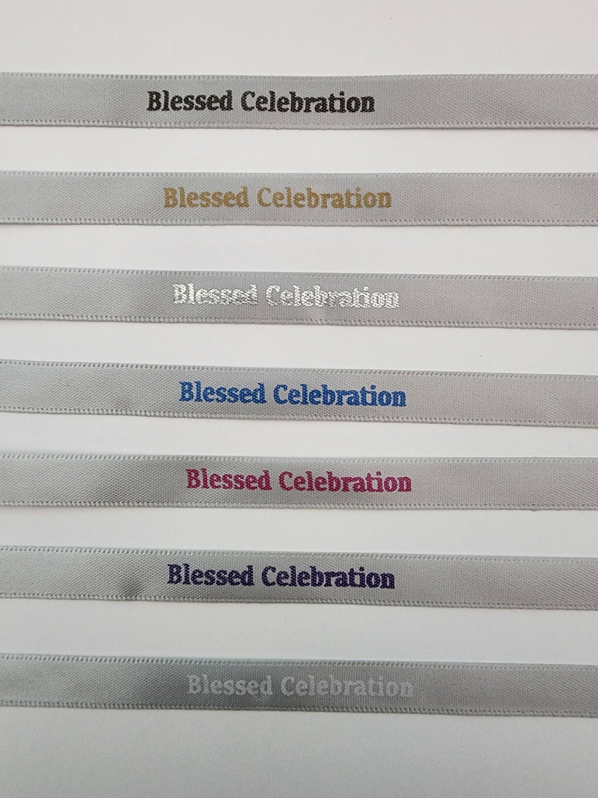 Personalized ribbon for martyrika or bomboniera — Blessed Celebration