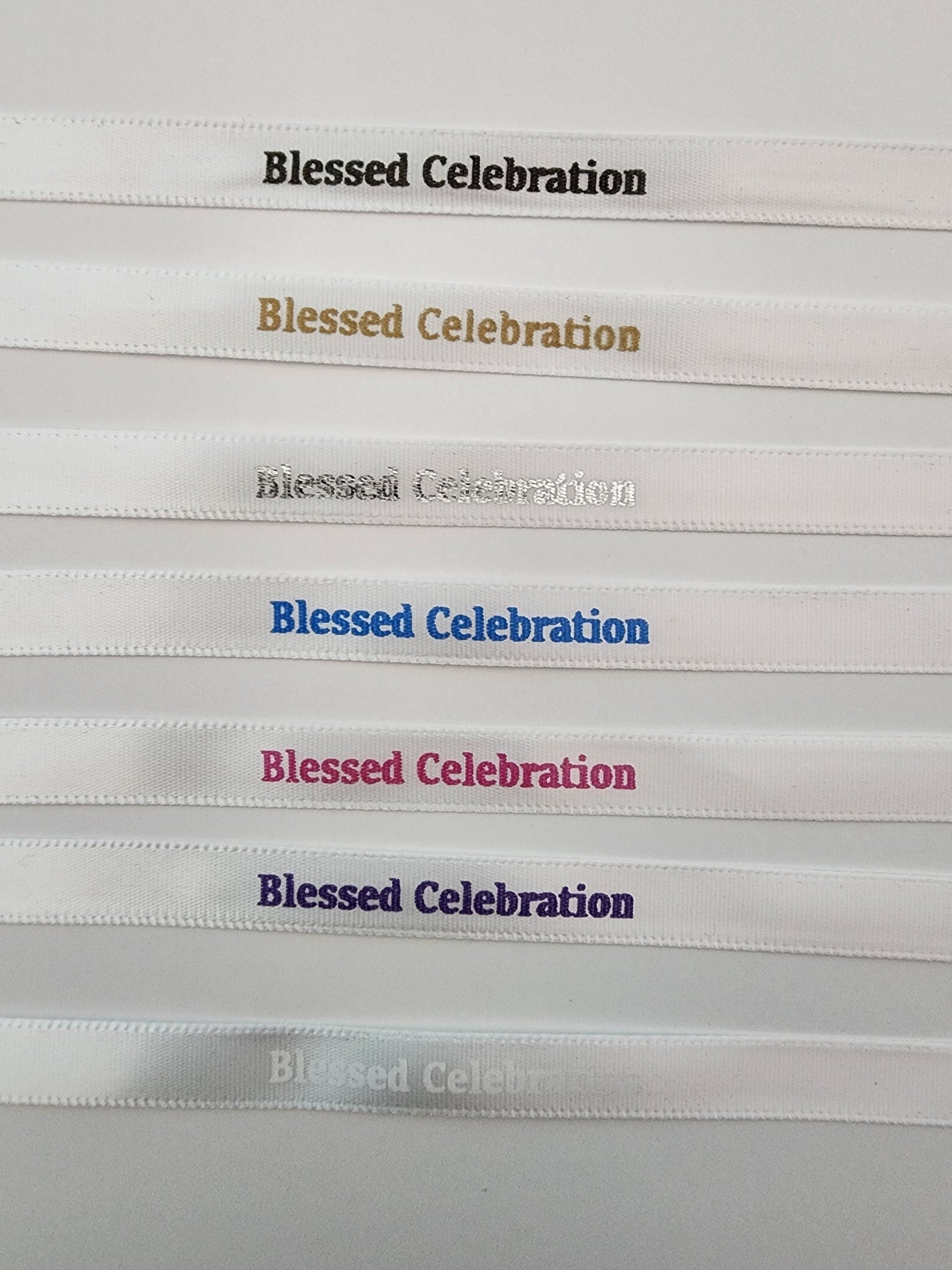 Personalized ribbon for martyrika or bomboniera — Blessed Celebration
