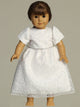 First Communion Dress - Elegant Lace Overlay with Sheer Yoke and Flutter Sleeves - (Sizes 6, 7, 8, 10, 12)