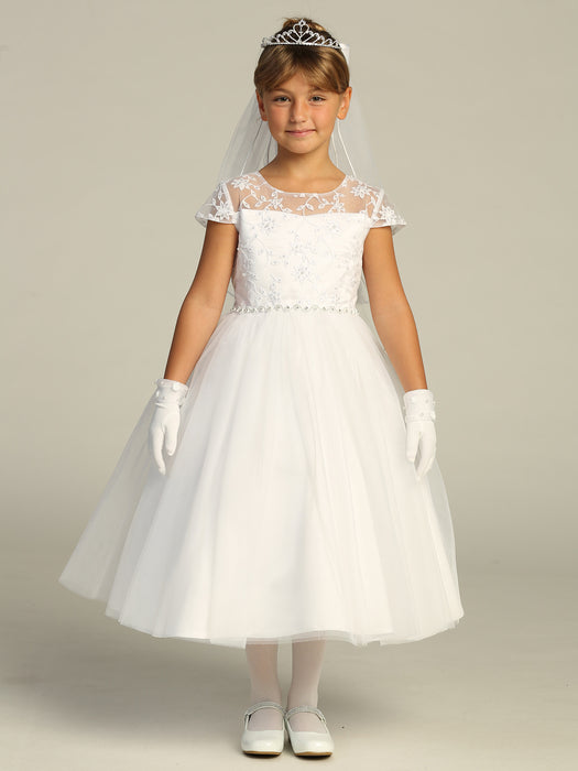 First Communion Dress -Grace Embroidered Tulle (Sizes 6, 7, 8, 10, 12) + Plus Sizes up to 20X