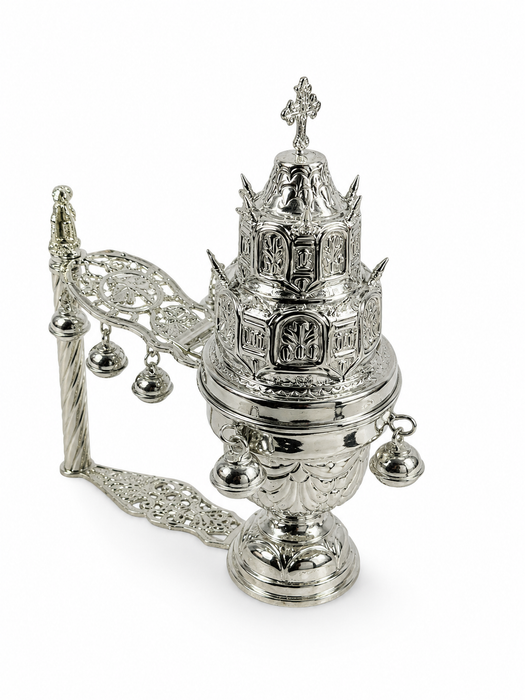 Censer - Orthodox Censer with Bells - Silver Finish