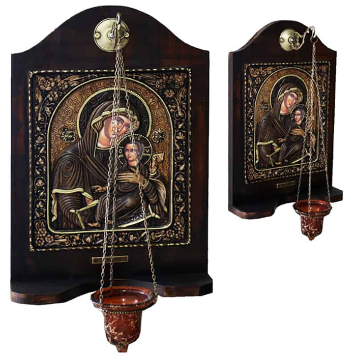 Wooden Iconostasis with Hanging Candle – Virgin Mary Vrefokratousa