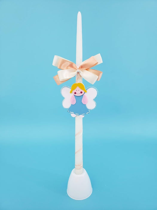 15"  Easter Lambatha Choose Your Decoration - Bow and Swirl Candle
