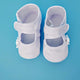 Baptism Girls Shoe - Cotton Batiste Accented with tiny braid