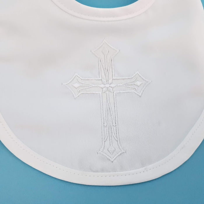 Satin Embroidered Bib with Cross