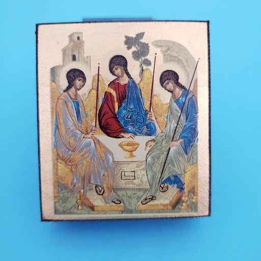 Holy Trinity Serigraph Greek Icon Bronze Leaf