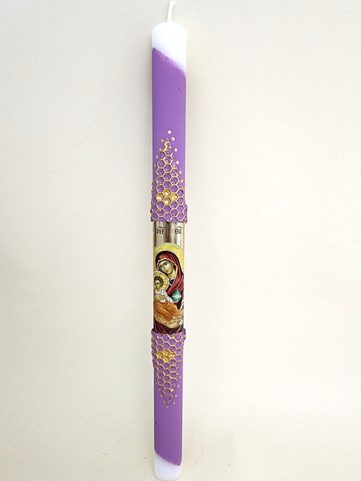 13" Easter Lambatha Candle - Lilac Virgin Mary