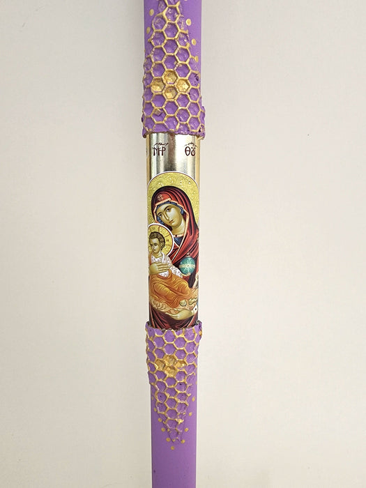 13" Easter Lambatha Candle - Lilac Virgin Mary