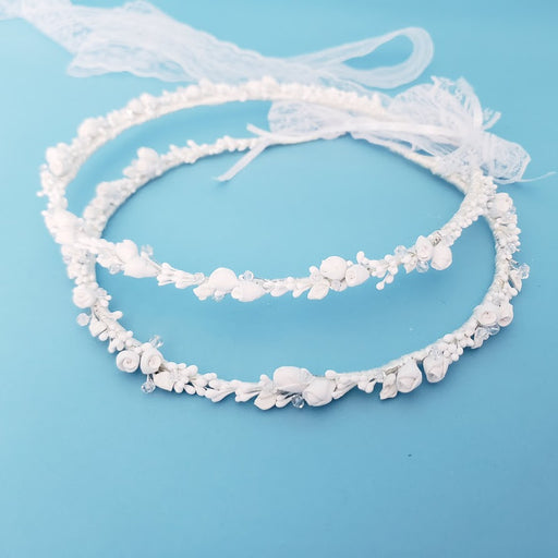 Crown Pair: Porcelain with Swarovski Crystal Buds Stefana Wedding Crowns