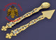 Gold Plated Chalice Set Lance and Holy Communion Spoon
