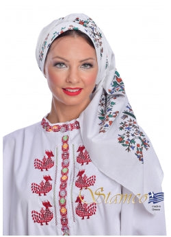 Traditional Scarf - White with Print