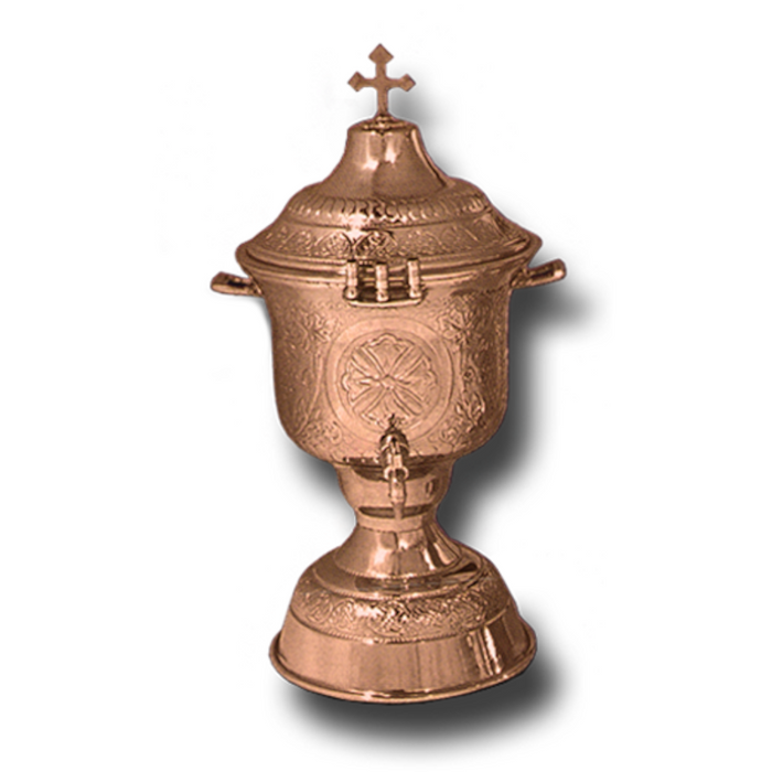 Holy Water Font with Metal Lid - Copper - Single Faucet