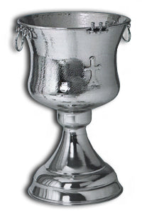 Orthodox Baptismal Font - Hammered Nickel Plated - Size 4 (with water drainage option)
