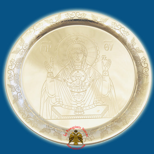 Andidoron Disc Engraved with Theotokos - Silver Plated