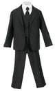 Boys Formal 5 Piece Suit with Shirt and Vest – Black (Sizes 2T -20)
