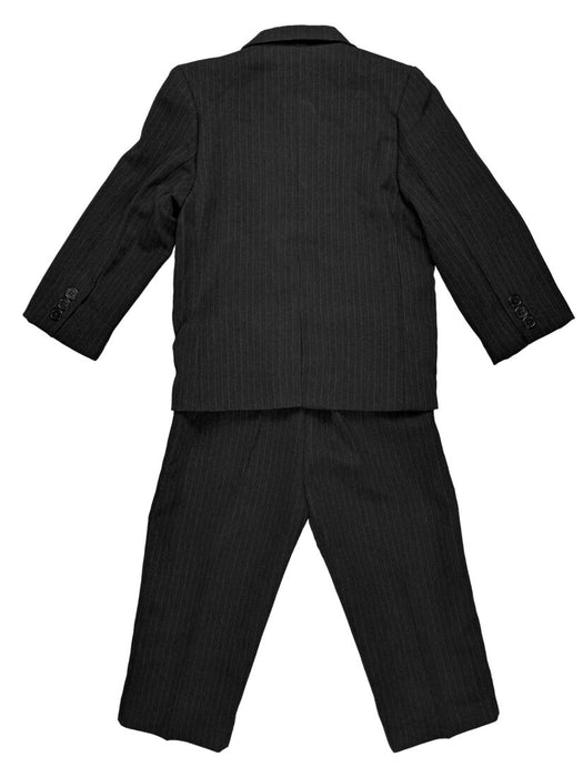 Boys Pinstripe Suit Set with Matching Tie – Black (Sizes 2T -20)