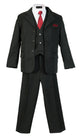 Boys Pinstripe Suit Set with Matching Tie – Black (Sizes 2T -20)