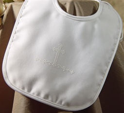 Boys - Large Matte Satin Bib with Screened Cross
