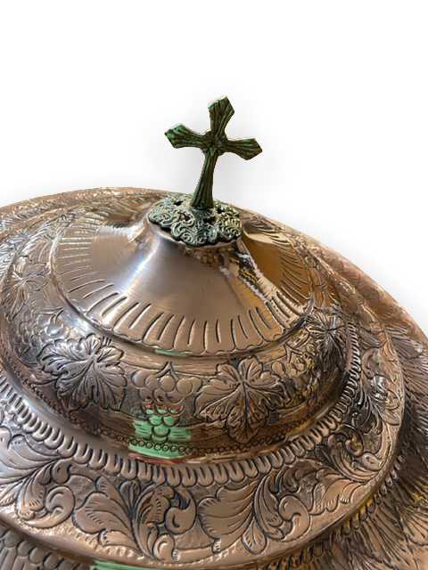 Copper Traditional Orthodox Baptismal Font with Lid - Size 2