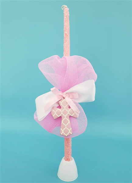 22" Pink Cross Easter Candle